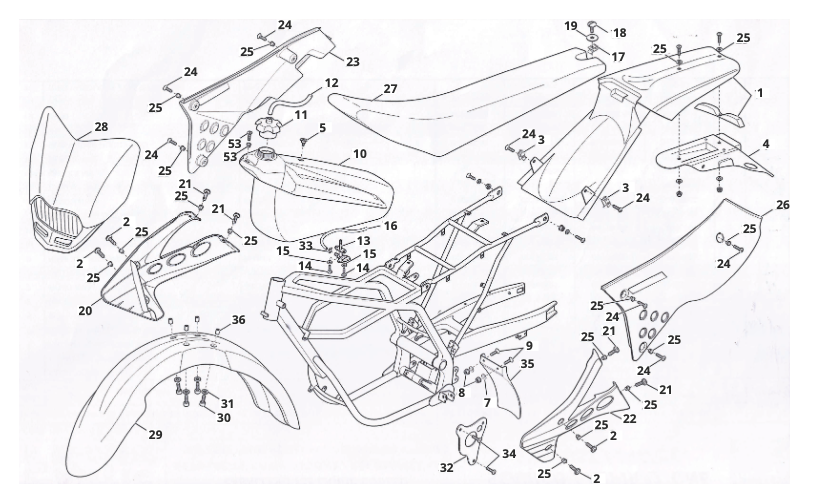 MTHQL0WwSY_8 - réservoir : plastiques (CABALLERO 125-200 LIQUID COOLED (MY 2008 : 2009 REGOLARITà COMPETIZIONE : MOTARD COMPETIZIONE).png